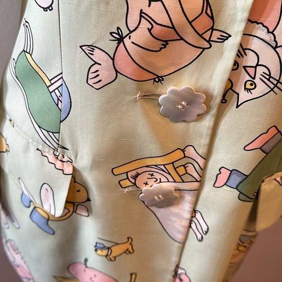 Moschino Couture Cat Dog Baby Cartoon Mint Green Silk Blazer Jacket Vint… - Picture 4 of 16